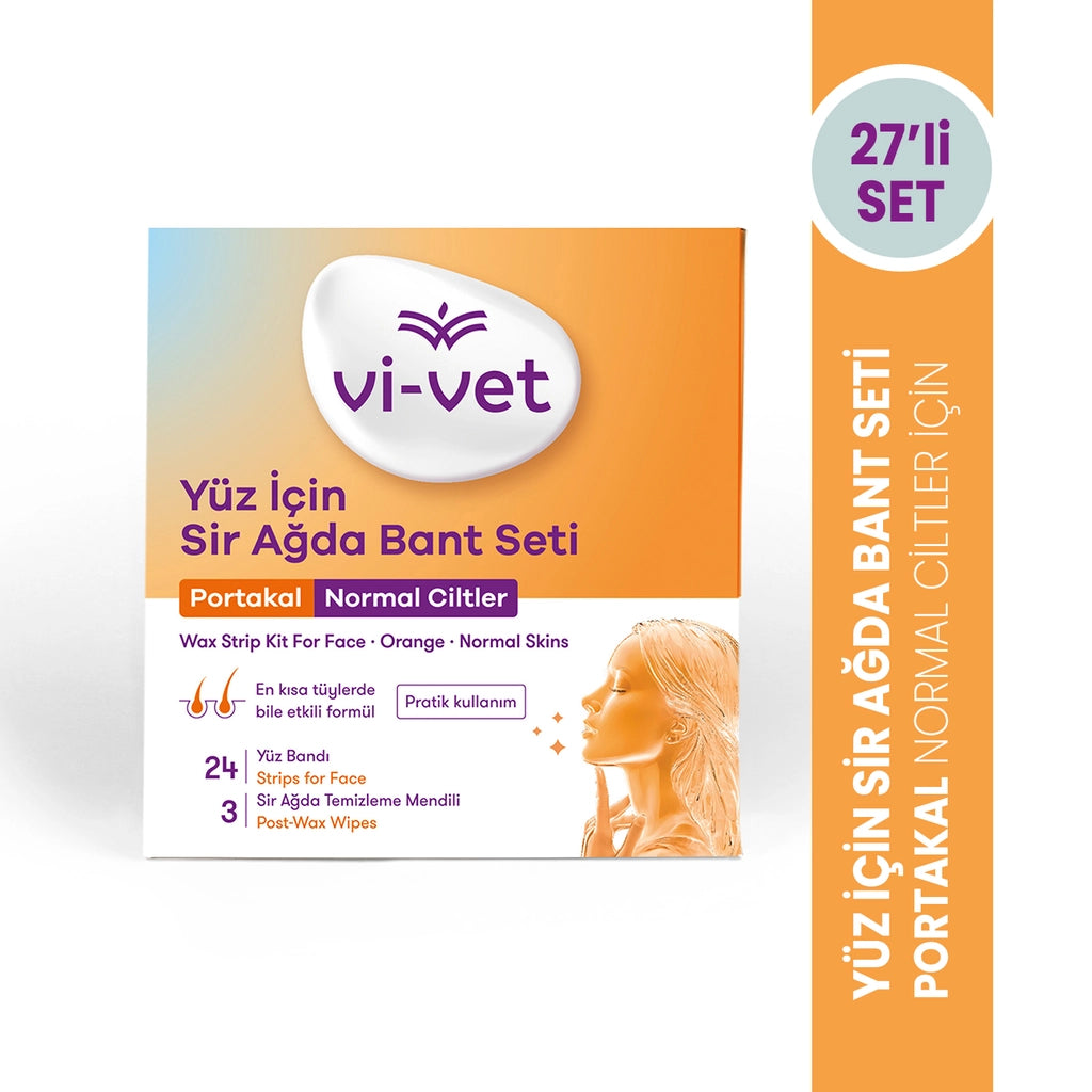 Vi-Vet Face Wax Strip Set Powdered 27-Piece (24 Facial Tapes + 3 Cleansing Wipes)
