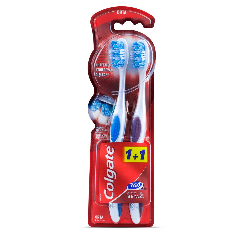 Colgate 360 Optical White Toothbrush 1+1 (Medium)