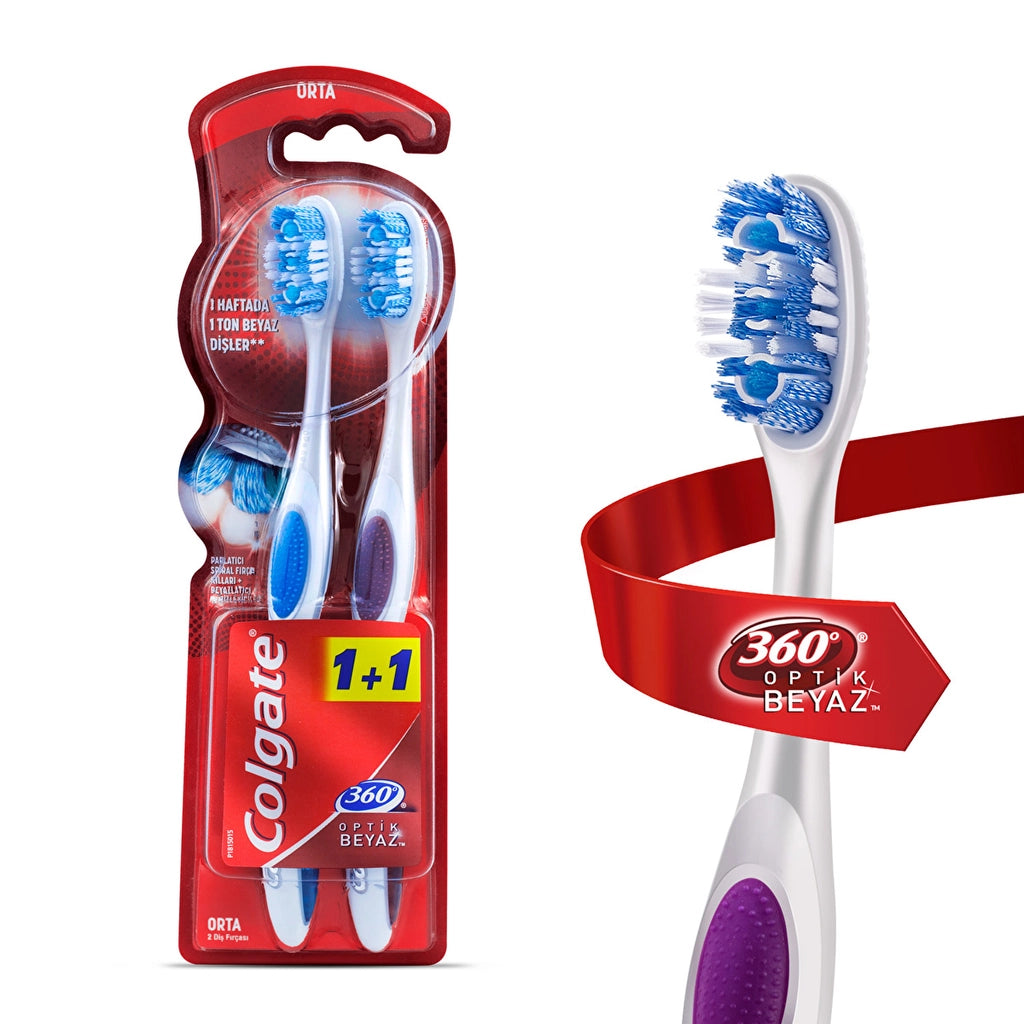 Colgate 360 Optical White Toothbrush 1+1 (Medium)