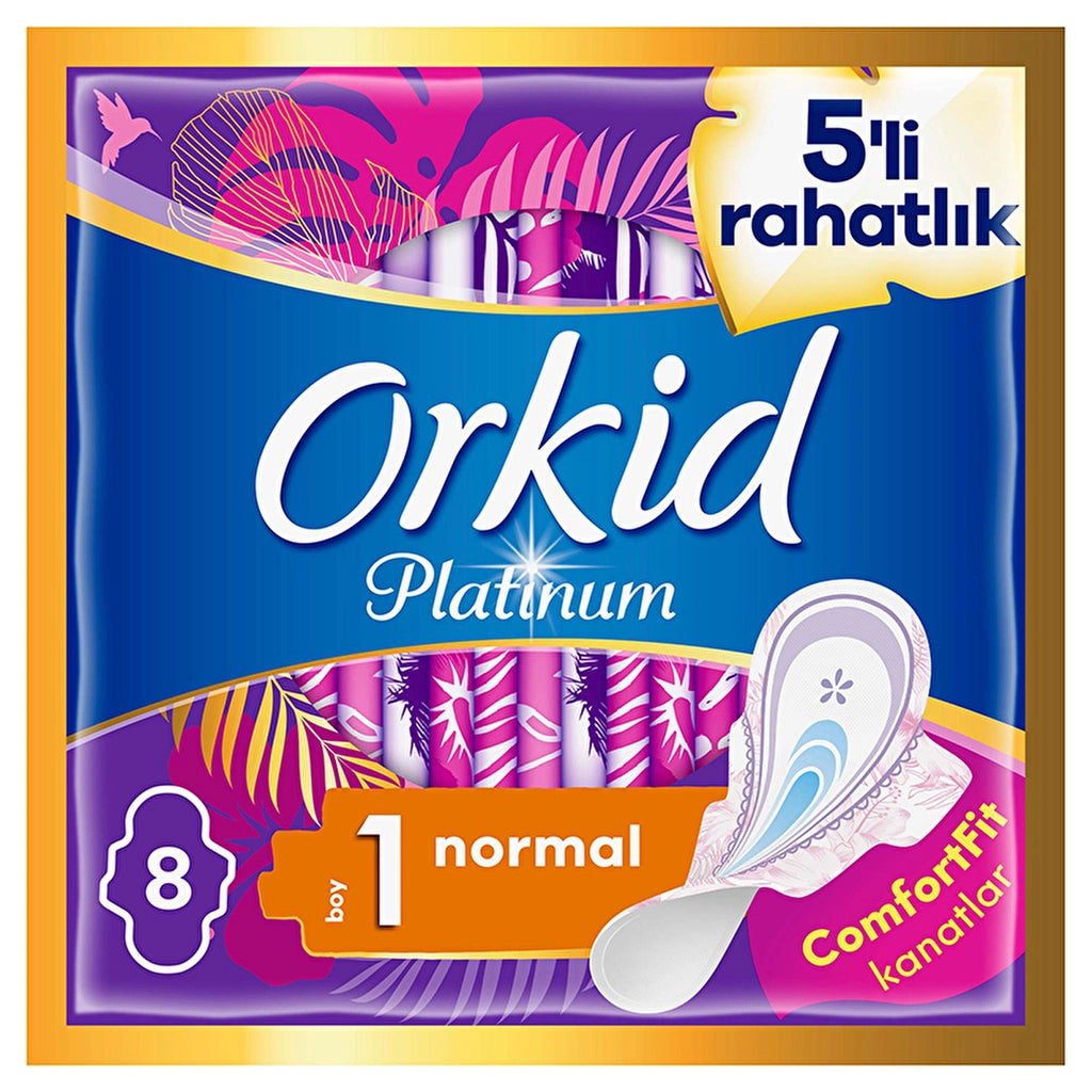 Orkid Platinum Winged Normal (Size 1) 8 Pieces Sanitary Pads