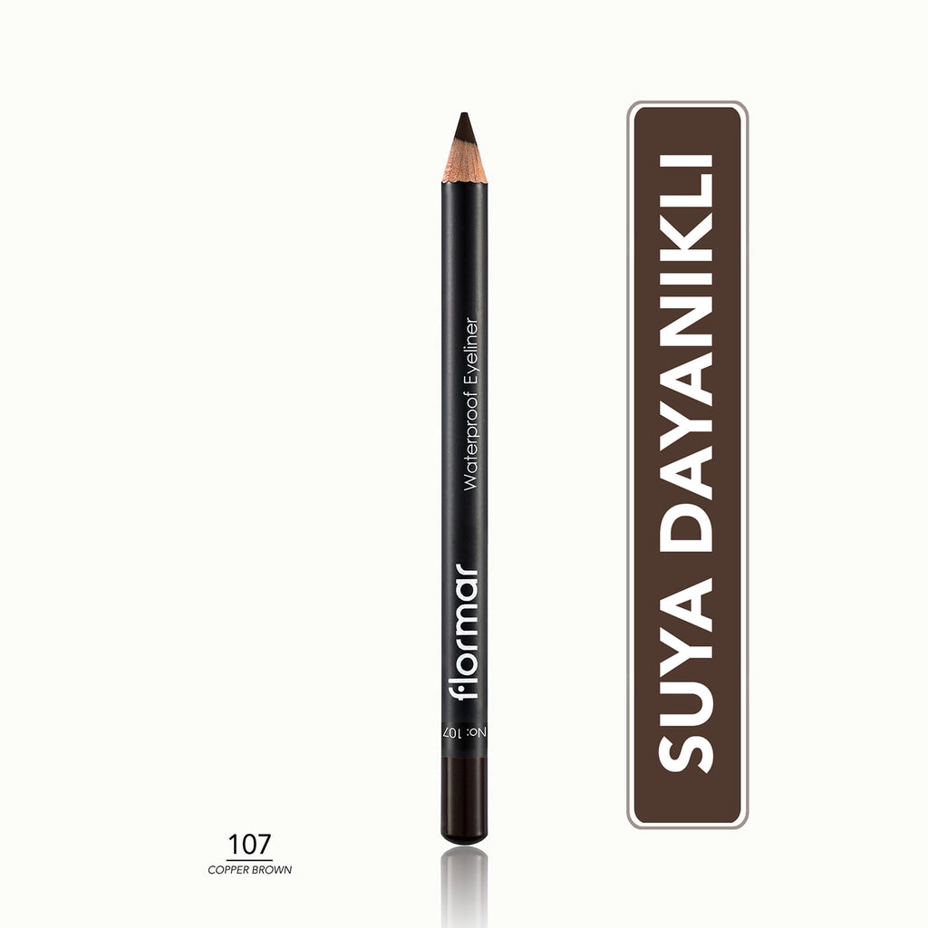 Flormar Waterproof and Intensely Pigmented Matte Eye Pencil 107 Copper Brown