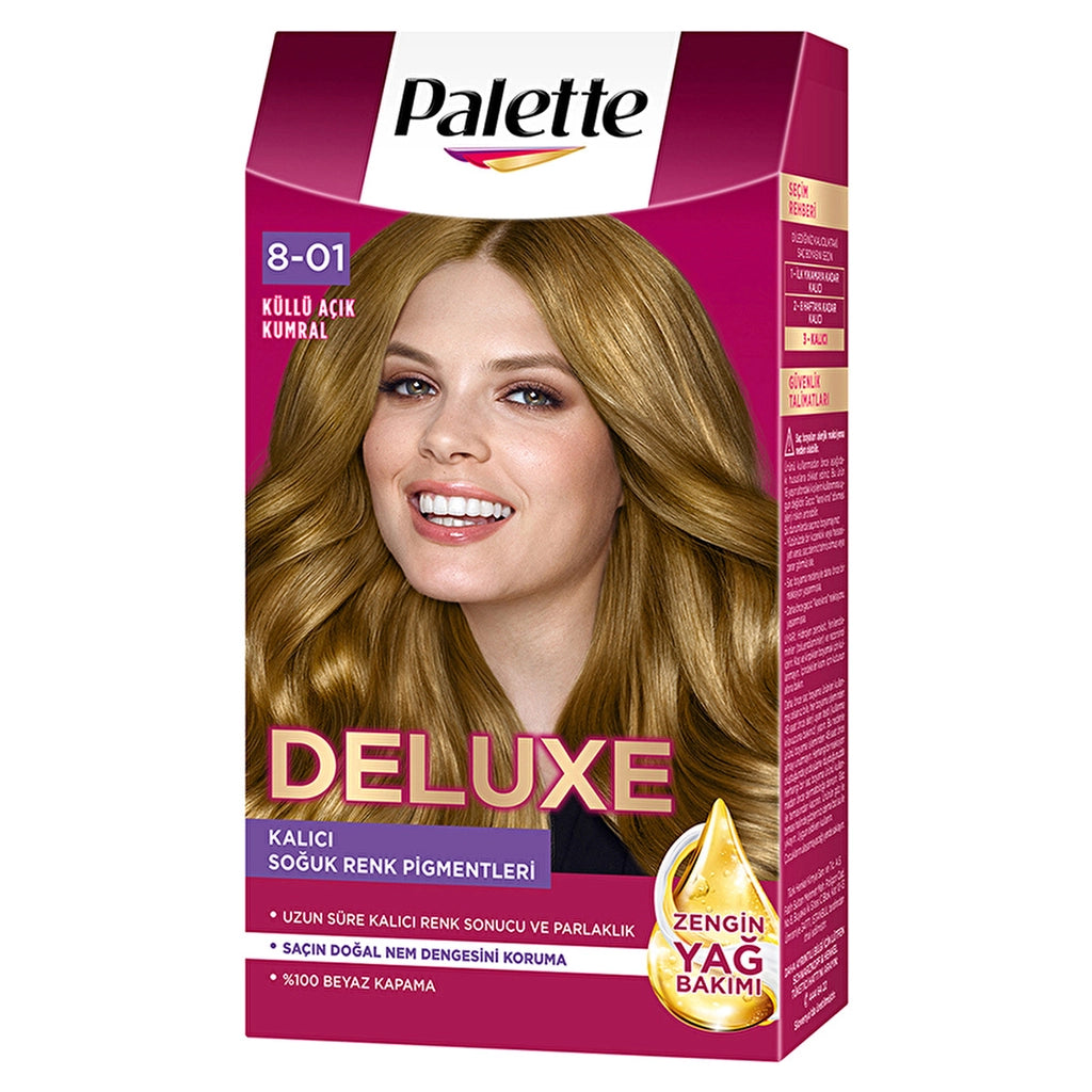 Palette Deluxe Intense Colors Hair Dye 8-01 Ashy Light Auburn