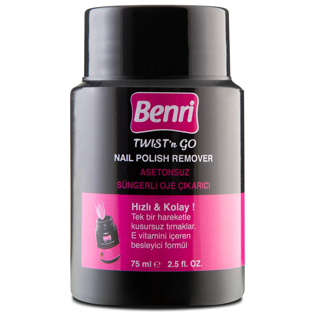Benri Acetone-Free Nail Polish Remover with Sponge 75 ml