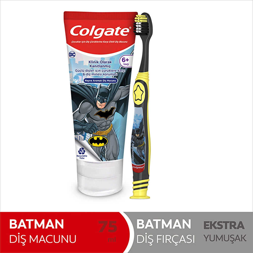 Colgate Barbie & Batman Toothpaste 75 ml - Toothbrush Oral Care Package (Assorted)