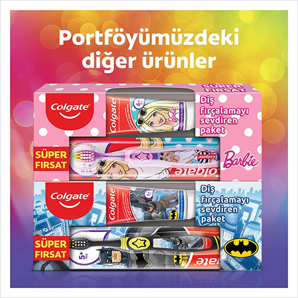 Colgate Barbie & Batman Toothpaste 75 ml - Toothbrush Oral Care Package (Assorted)