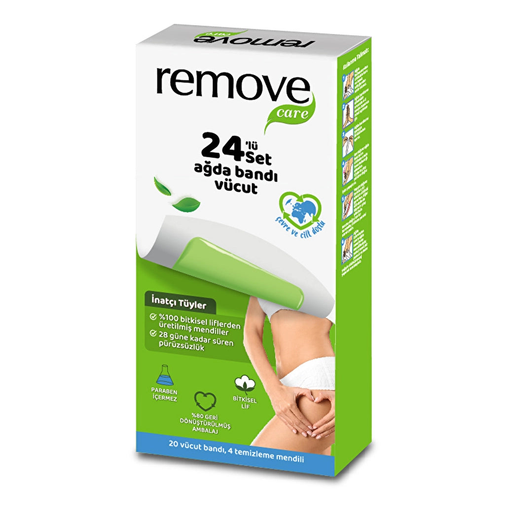 Remove Care Body Waxing Strip Stubborn and Thick Hair 24 Pack