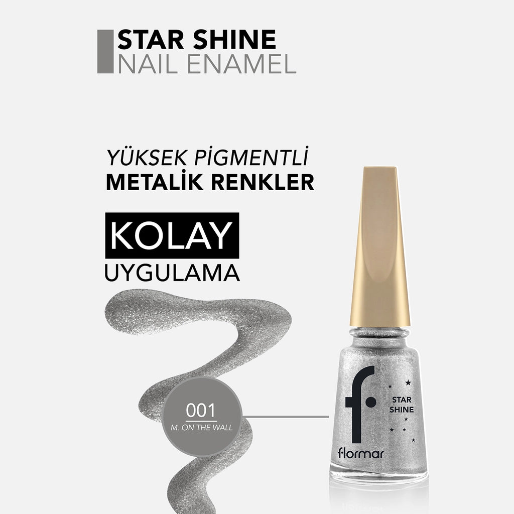 Flormar Star Shine Intensely Pigmented and Metallic Look Nail Polish 001 Mirror On the Wall