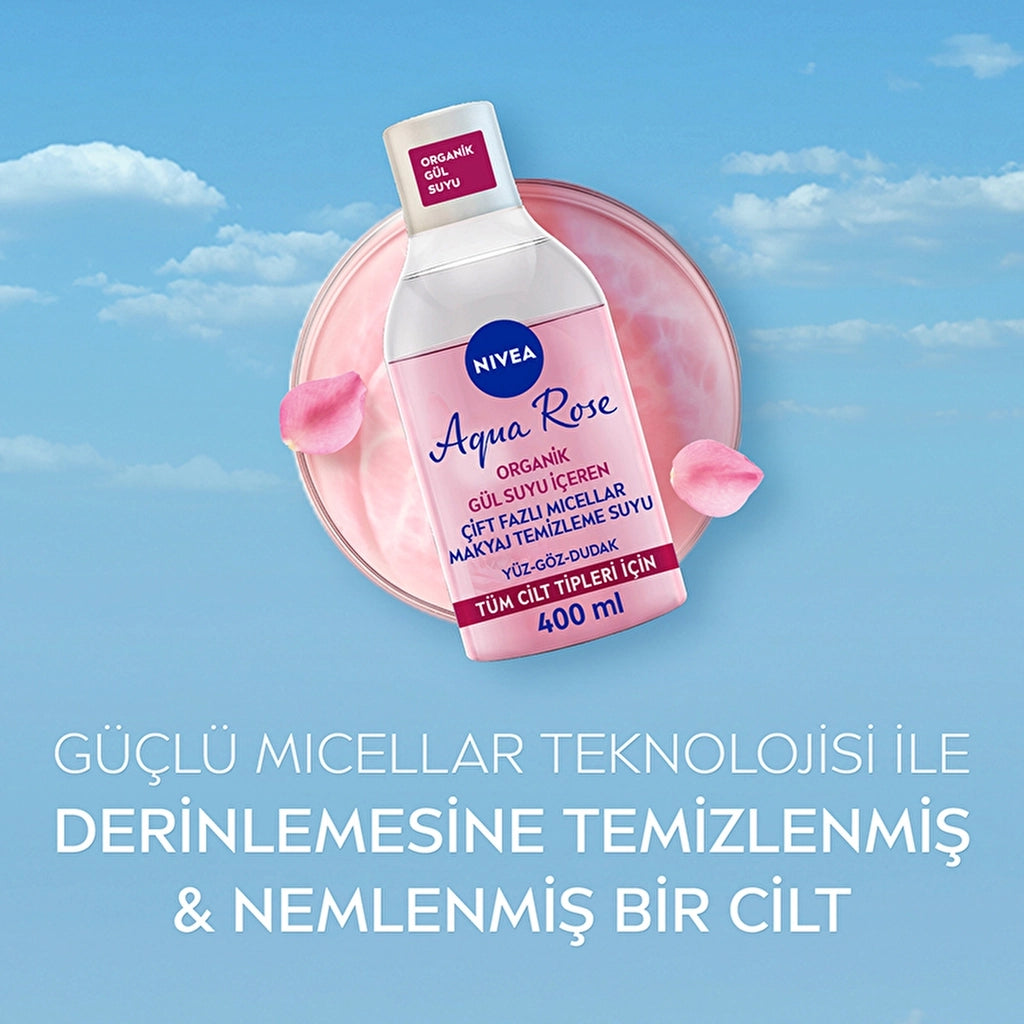 Nivea Aqua Rose Micellar Double Phase Make-up Cleansing Water Containing Rose Water 400 ml