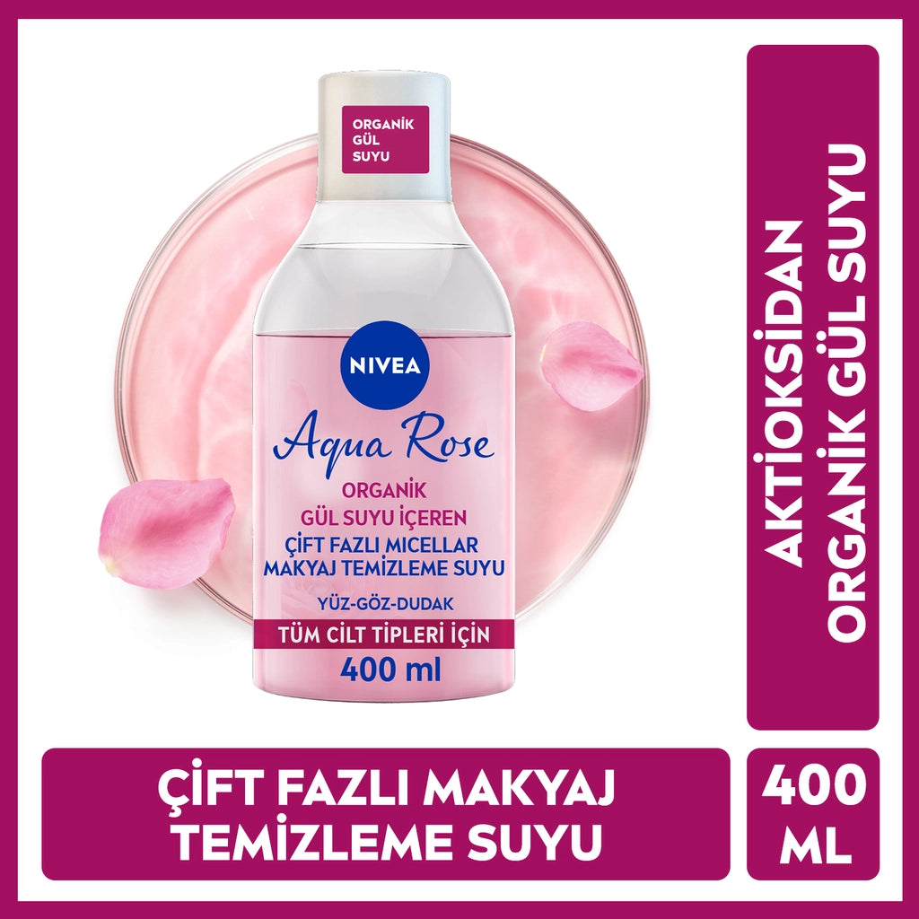Nivea Aqua Rose Micellar Double Phase Make-up Cleansing Water Containing Rose Water 400 ml