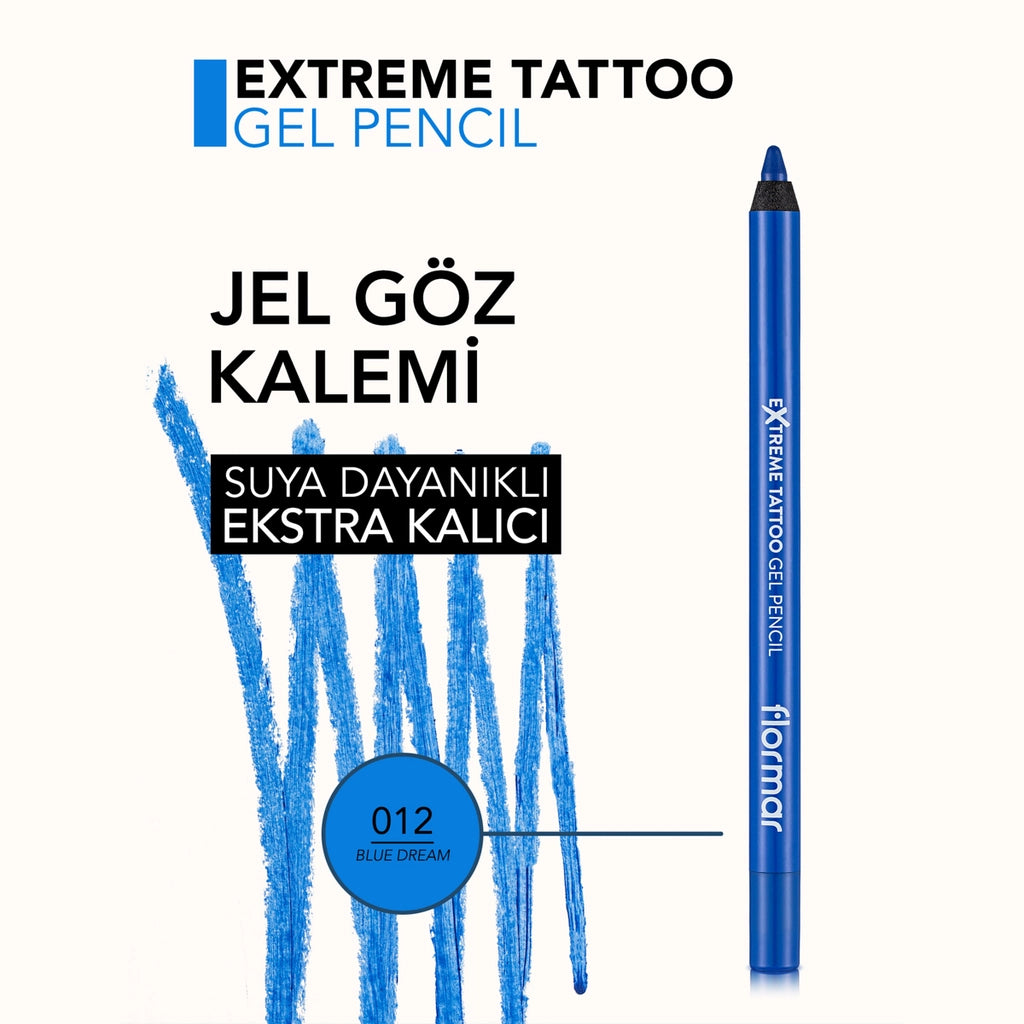 Flormar Extreme Tattoo Extra Permanent Matte Gel Eye Pencil 012 Blue Dream