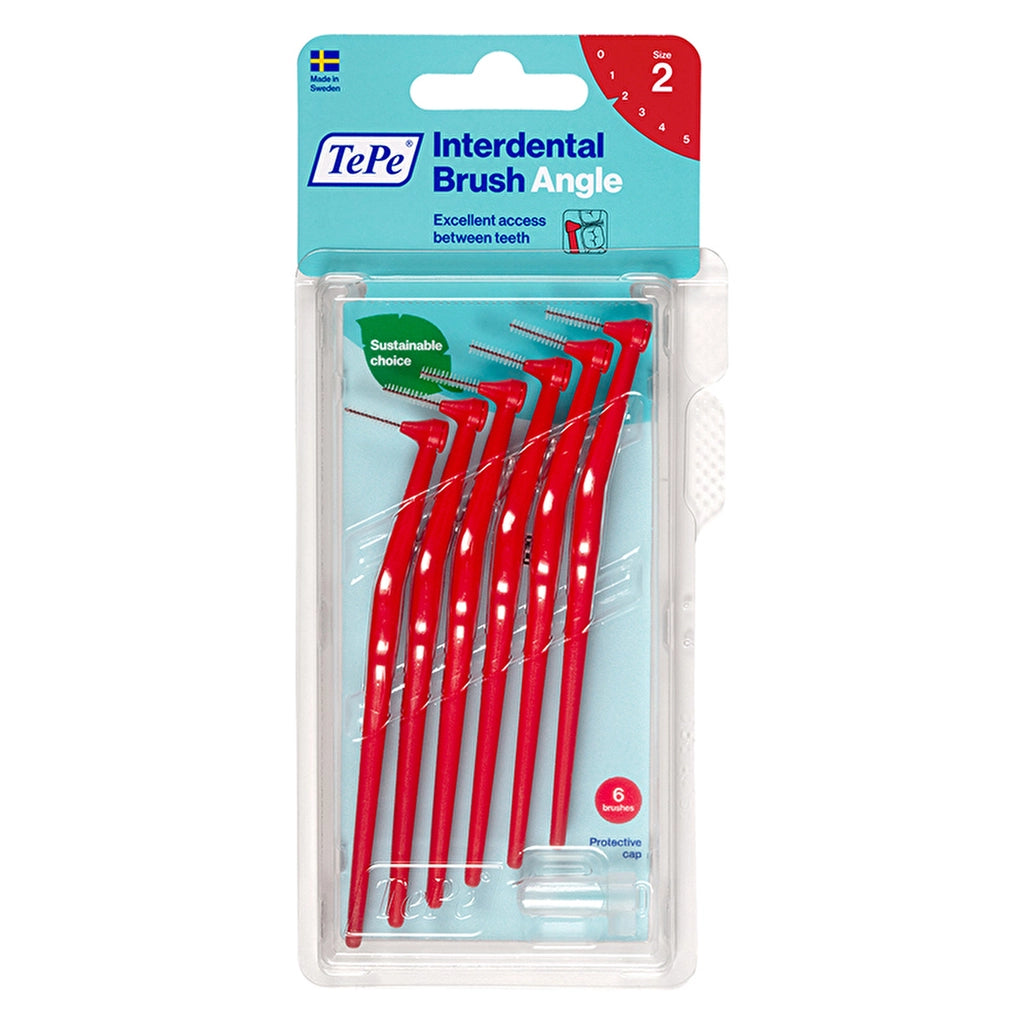 Tepe Angle Handle Interdental Brush 6 Pack 0.5 mm Red