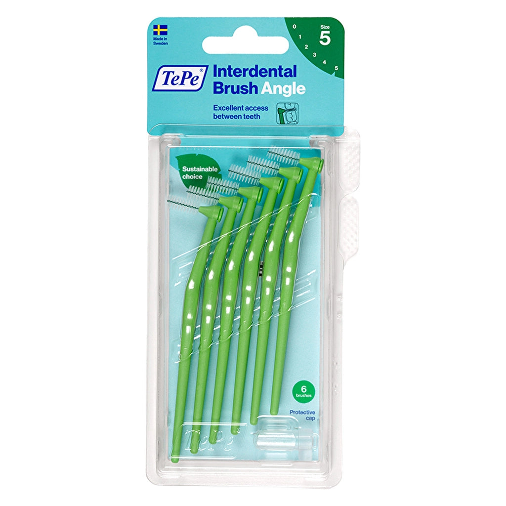 Tepe Angle Handle Interdental Brush 6 Pack 0.8 mm Green