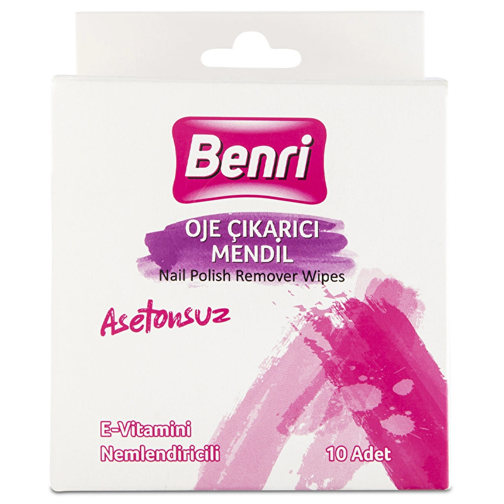 Benri Acetone-Free Nail Polish Remover Wipes 10 Pack