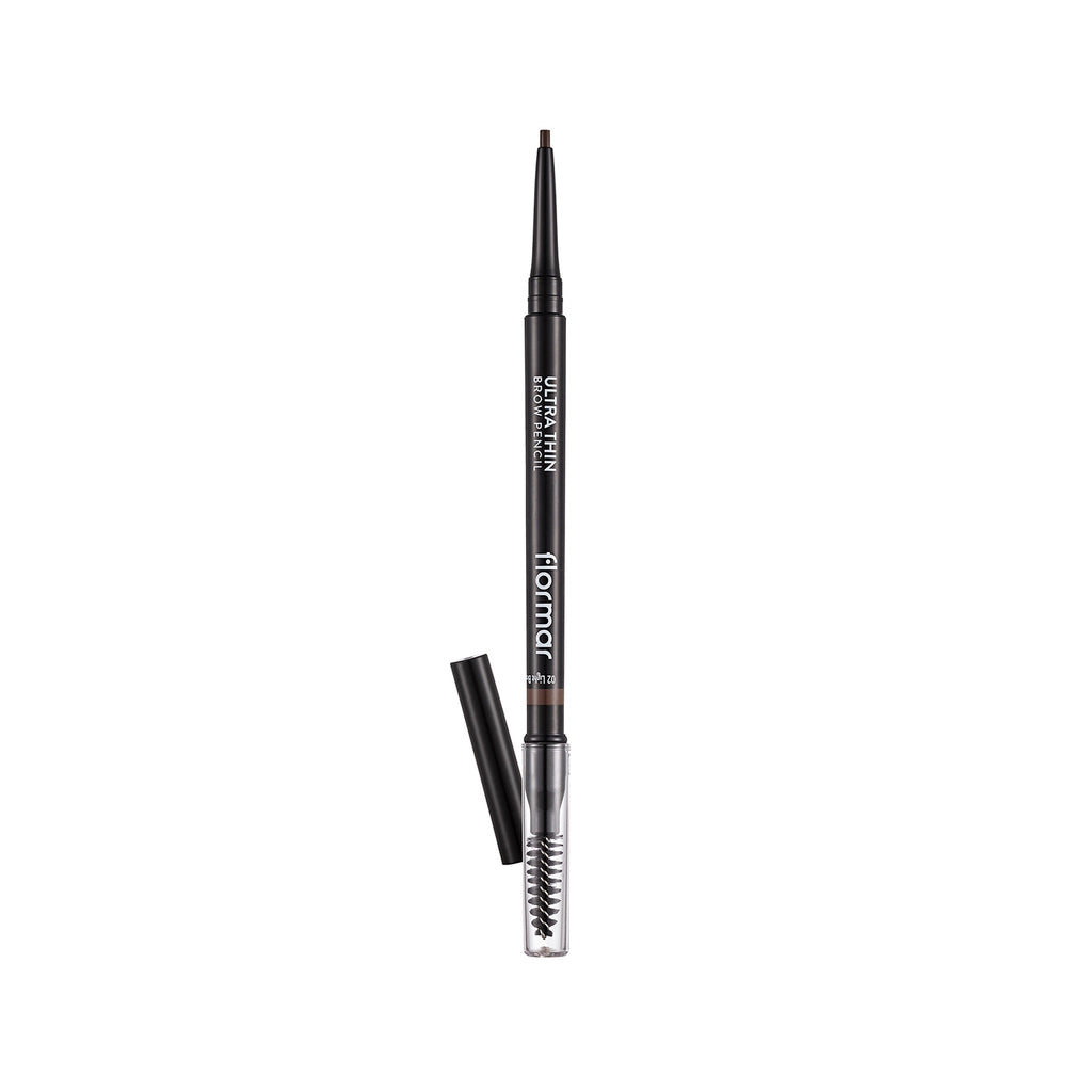 Flormar Ultra Thin Eyebrow Pencil with Fine Tip and Bristle Brush 002 Light Brown