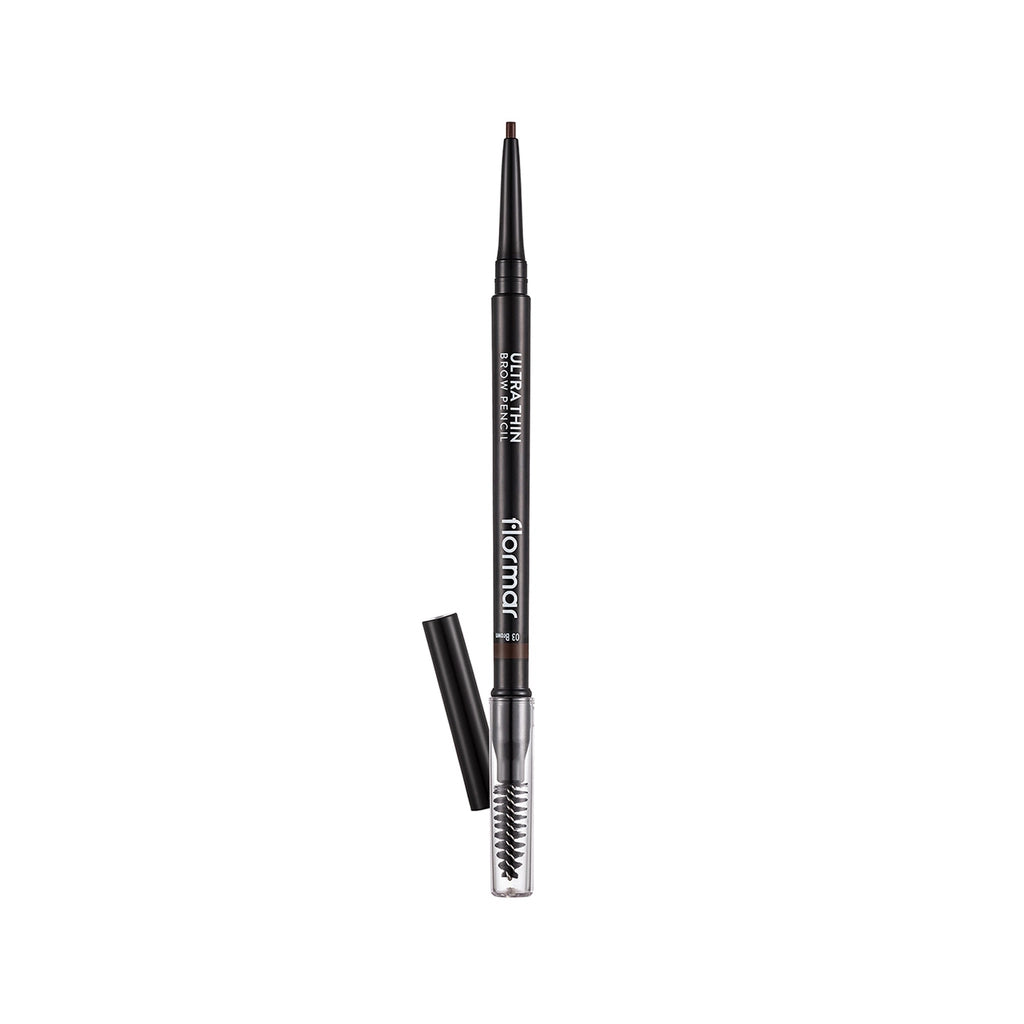 Flormar Ultra Thin Eyebrow Pencil with Fine Tip and Bristle Brush 003 Brown