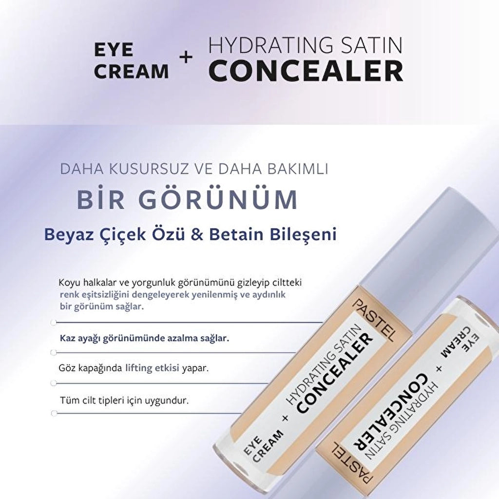 Pastel Makeup To Skincare Eye Cream + Hydrating Satin Concealer - Eye Cream + Under Eye Concealer 64 Medium Light