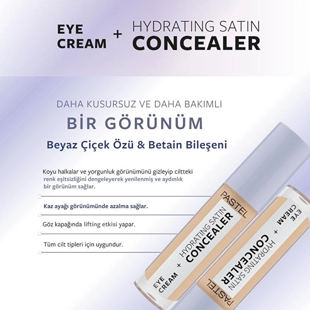 Pastel Makeup To Skincare Eye Cream + Hydrating Satin Concealer - Eye Cream + Under Eye Concealer 66 Deep Medium