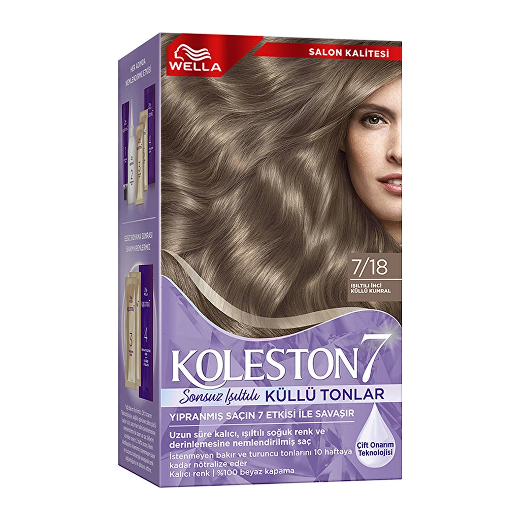 Wella Koleston 7 Kit Infinite Shimmer Ashy Shades 7/18 Shimmer Pearl Ashy Brunette
