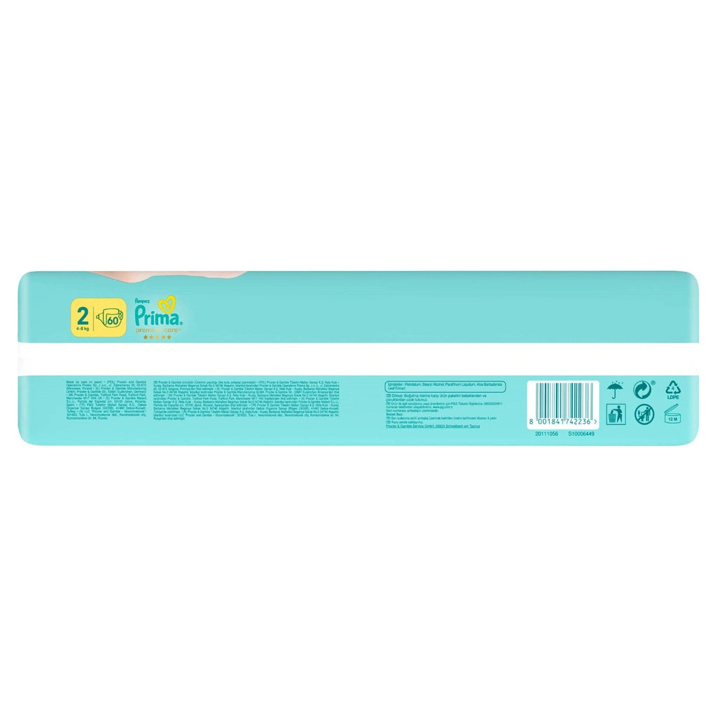 Prima Pampers Baby Diapers Premium Care Size 2 60 Pieces Economical Package
