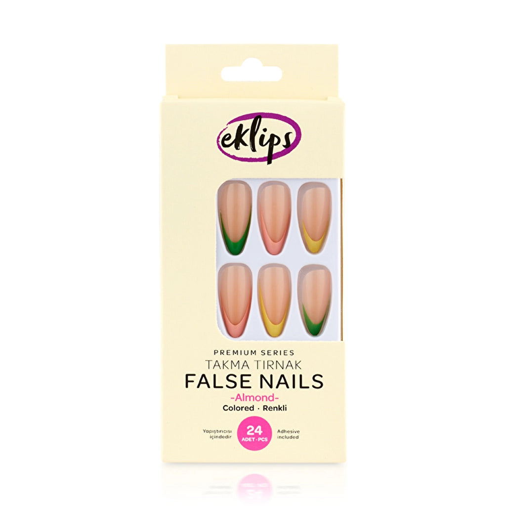 Eklips False Nails Colored French Almond 24-Piece