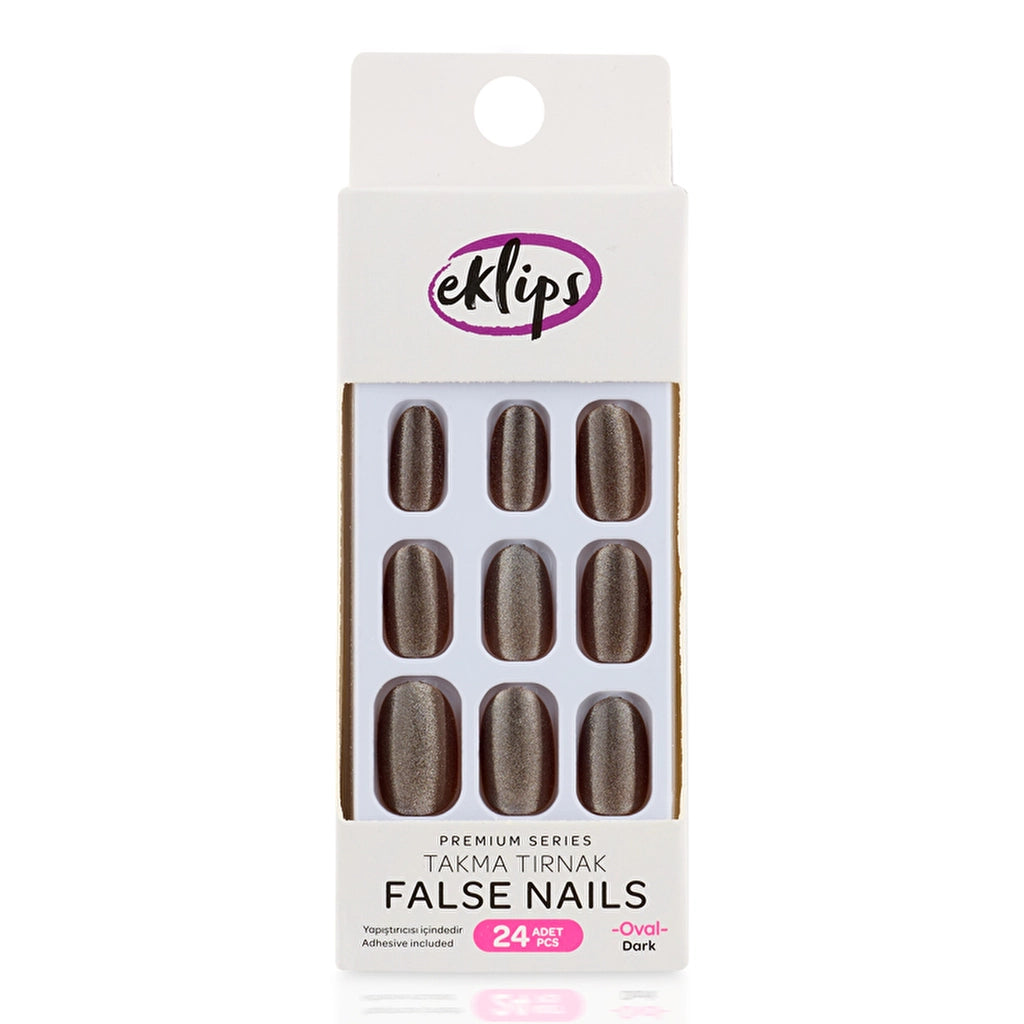 Eklips False Nails Glitter Dark Color Oval 24-Piece