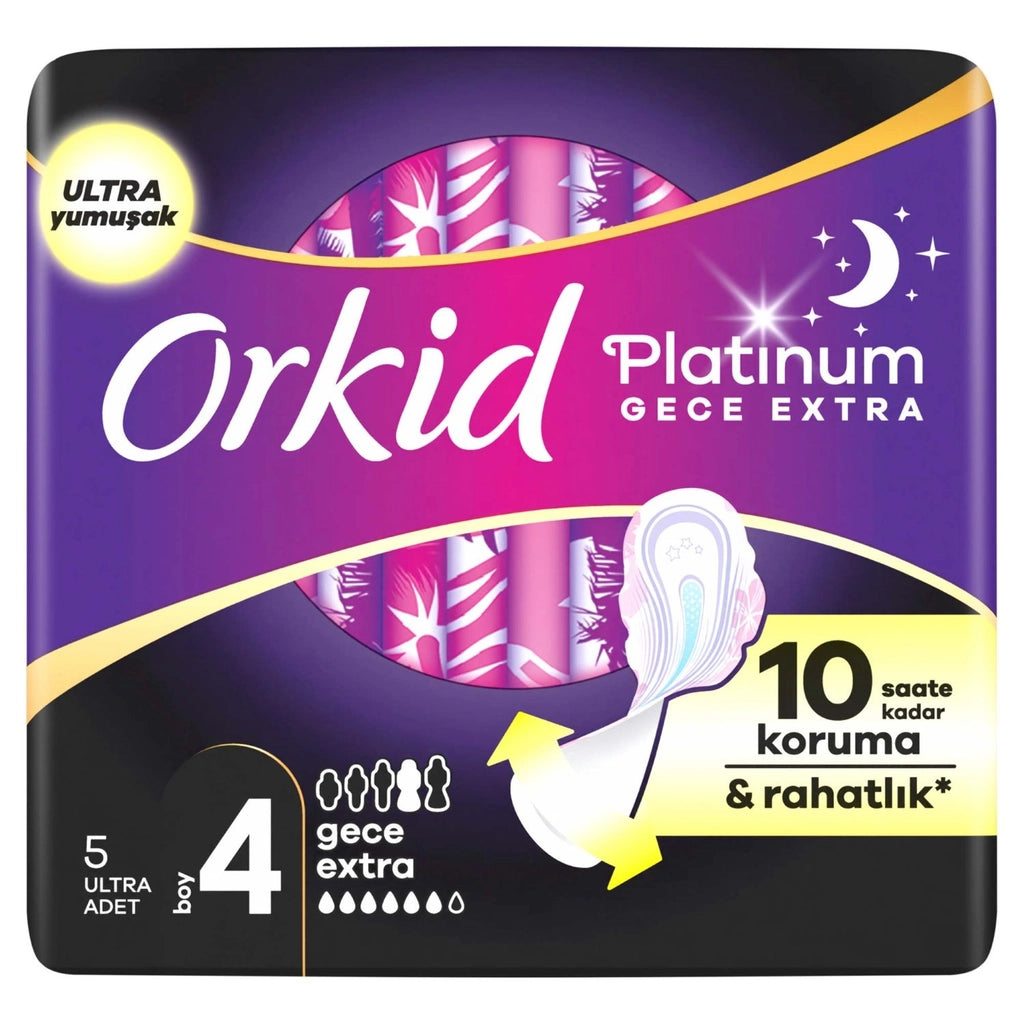 Orkid Platinum Night Extra (Size 4) Hygienic Pads 5 Pieces