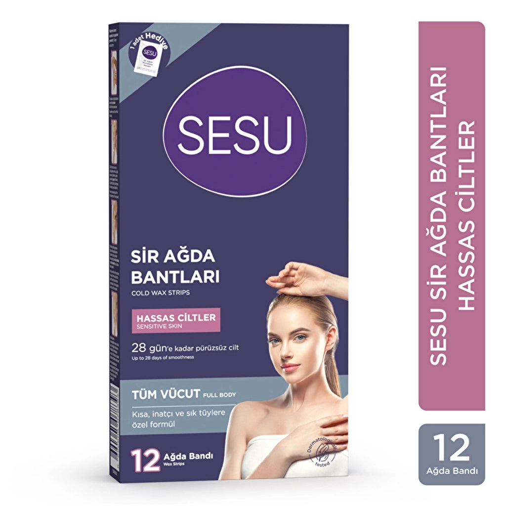 Sesu Waxing Strips for Sensitive Skin, Pack of 12