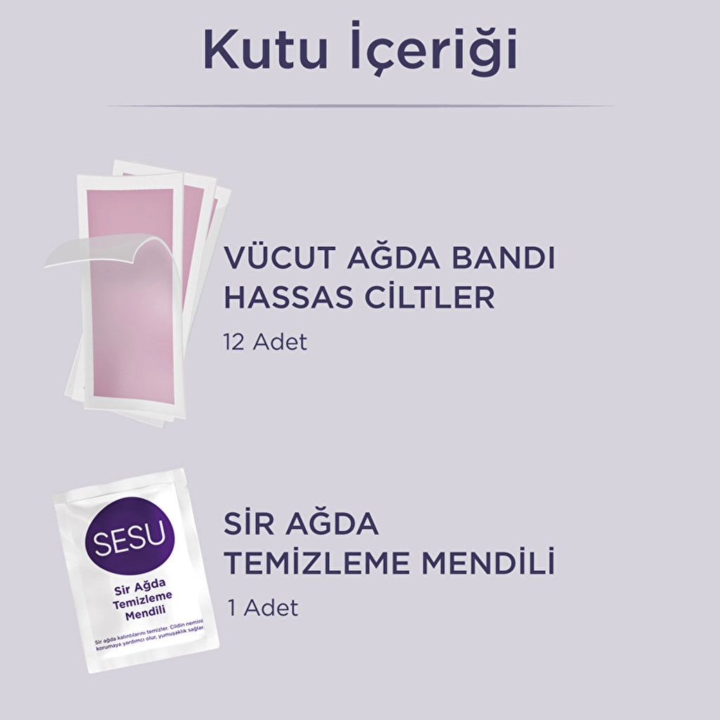 Sesu Waxing Strips for Sensitive Skin, Pack of 12