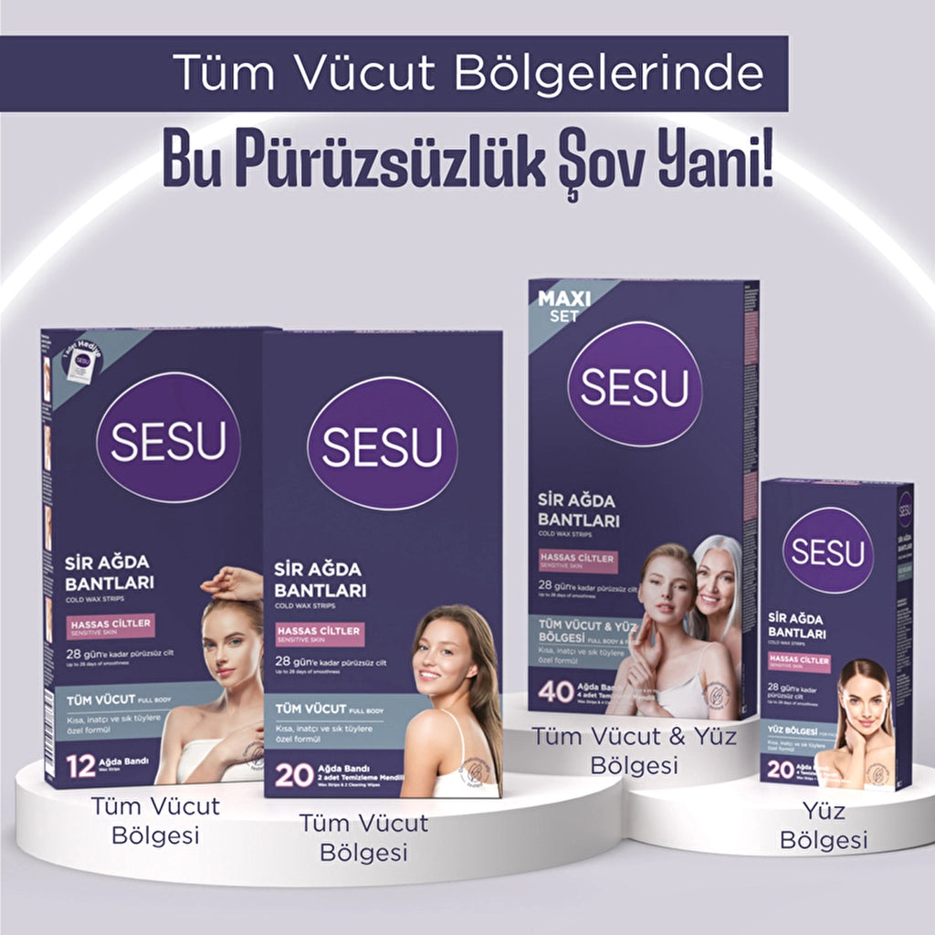Sesu Waxing Strips for Sensitive Skin, Pack of 12