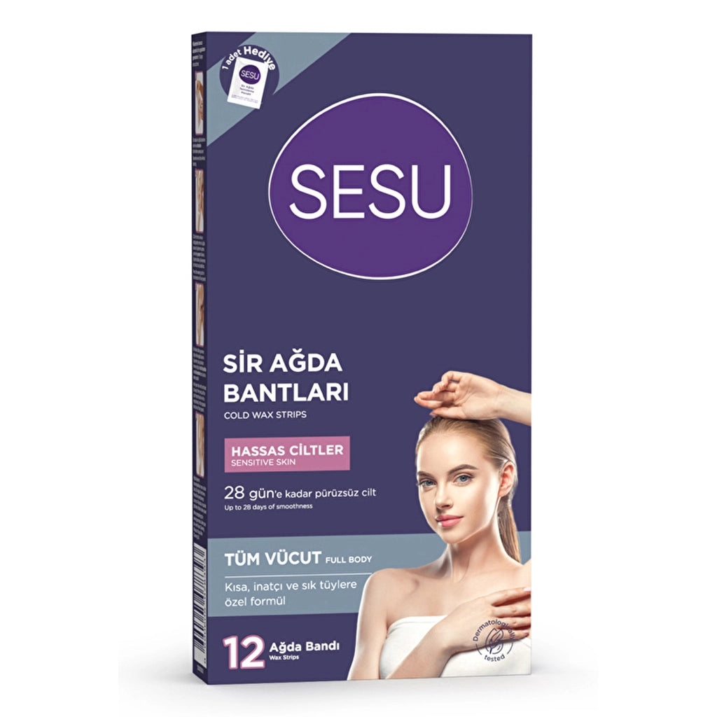 Sesu Waxing Strips for Sensitive Skin, Pack of 12
