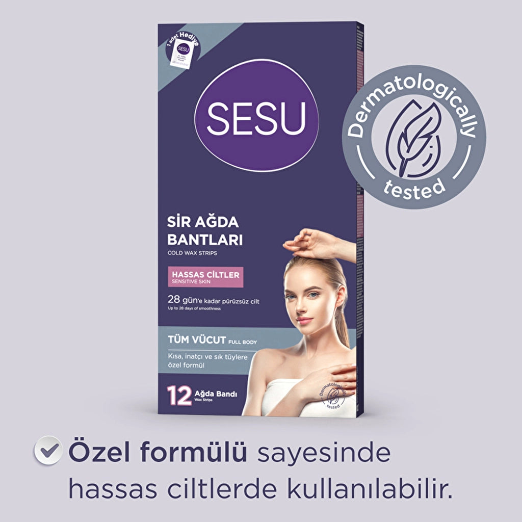 Sesu Waxing Strips for Sensitive Skin, Pack of 12