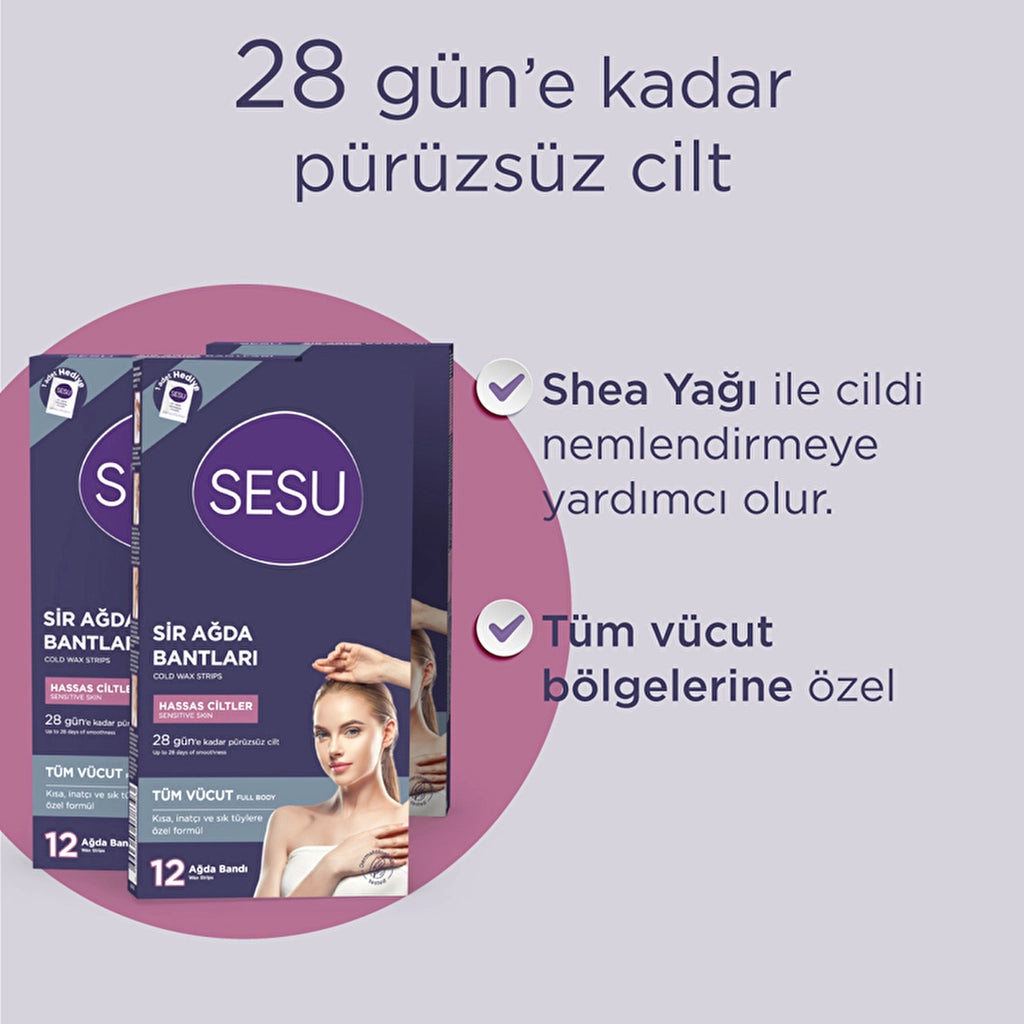 Sesu Waxing Strips for Sensitive Skin, Pack of 12