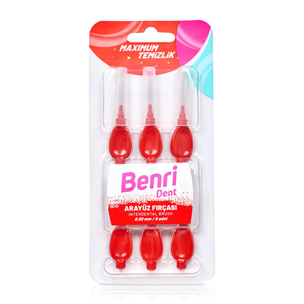 Benri Dent Interface Brush Red 0.50 mm 6 Pieces
