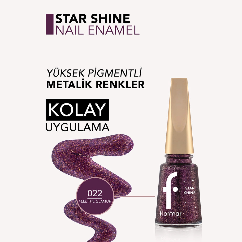 Flormar Star Shine Intensely Pigmented Metallic Look Nail Polish 022 Feel The Glamor