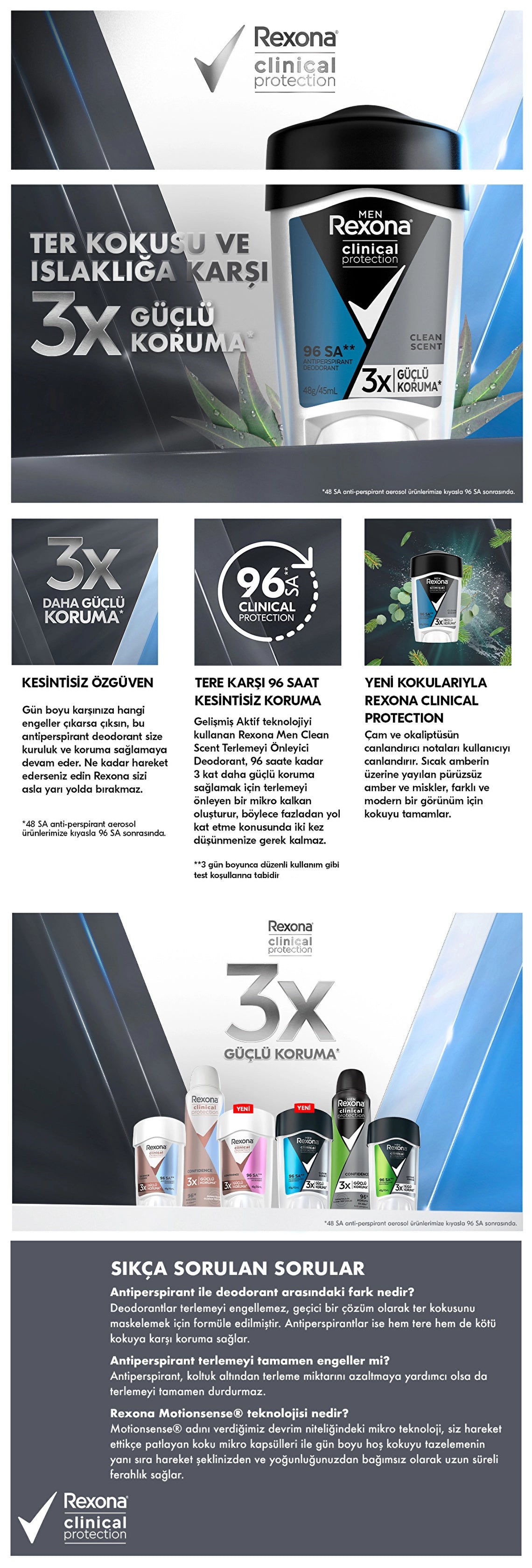 Rexona Men Clinical Protection Male Stick Deodorant Clean Scent 45 ml