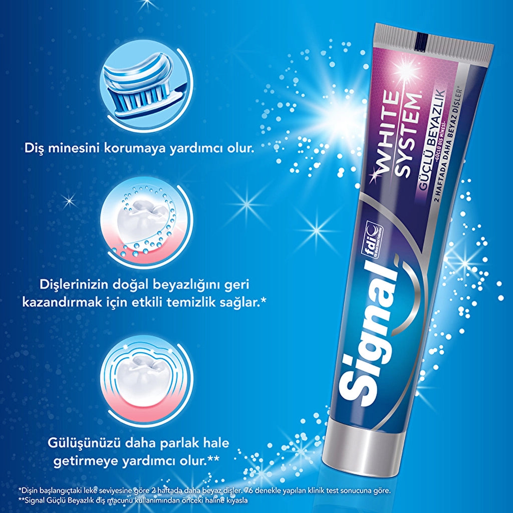 Signal White System Toothpaste Strong Whiteness Strong Tooth Enamel 75 ml x 2