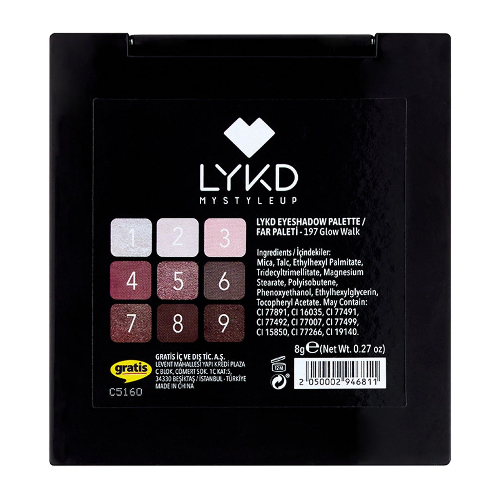 LYKD 9-Piece Eyeshadow Palette 197 Glow Walk