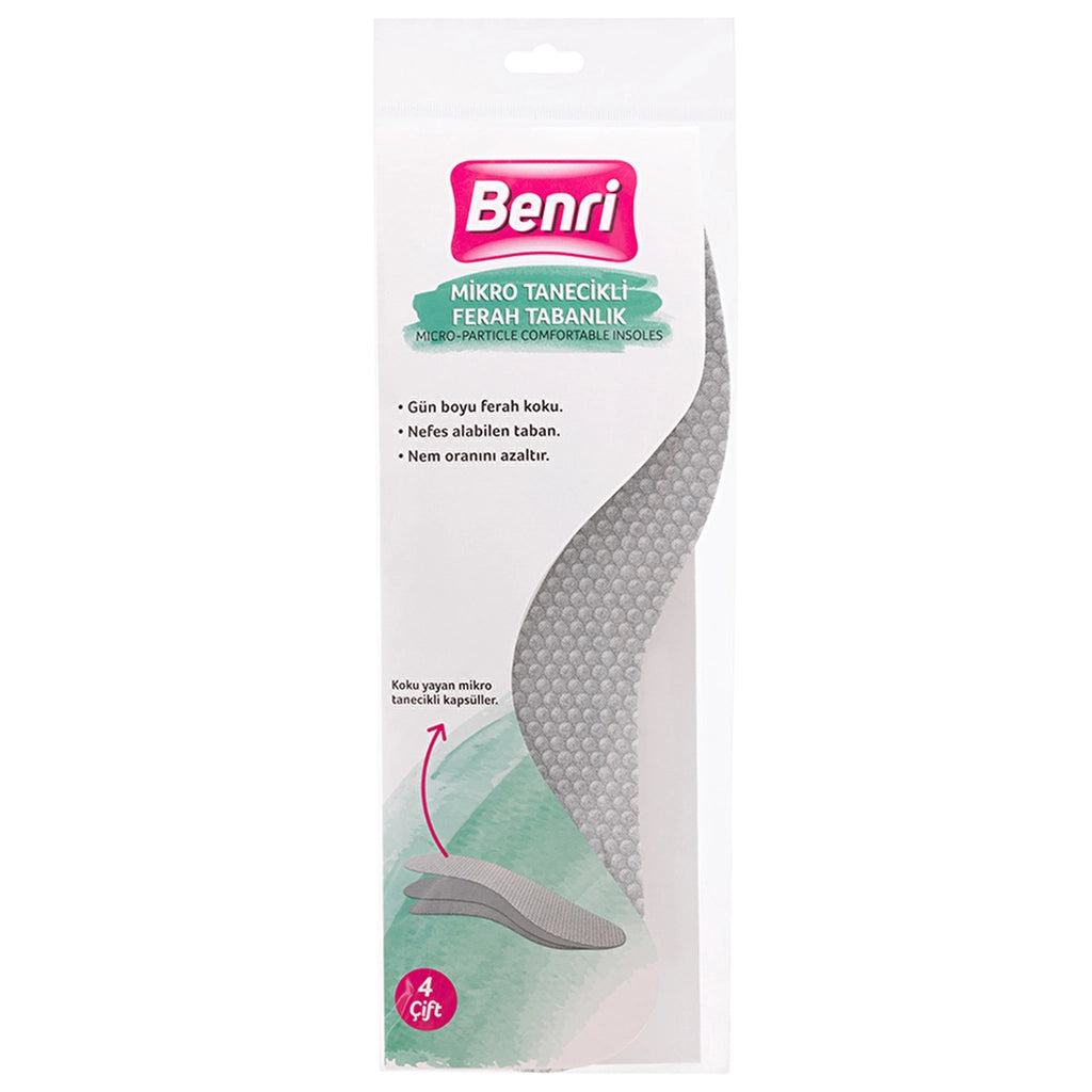 Benri Micro-Particle Comfortable Insoles 4 Pairs