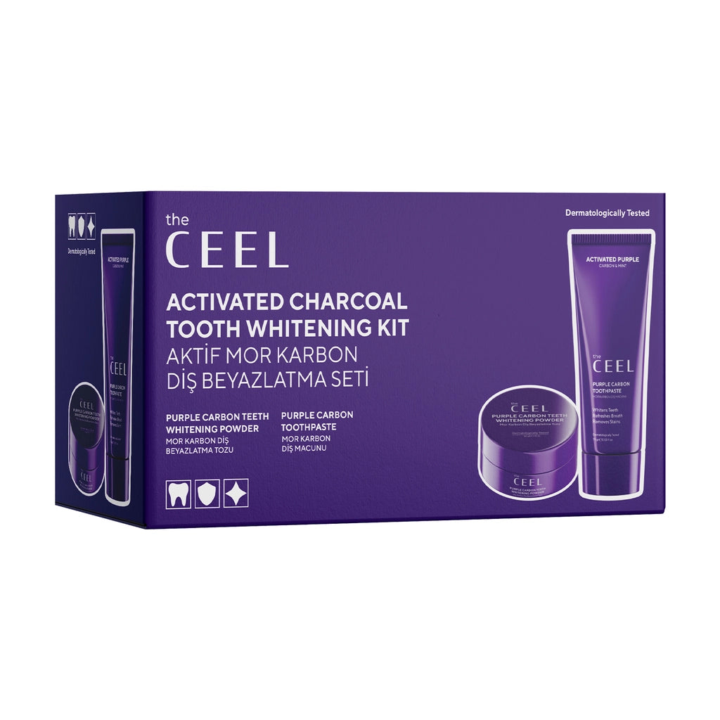 The Ceel Activated Purple Carbon Teeth Whitening Set (Toothpaste 75 gr + Tooth Powder 50 gr)