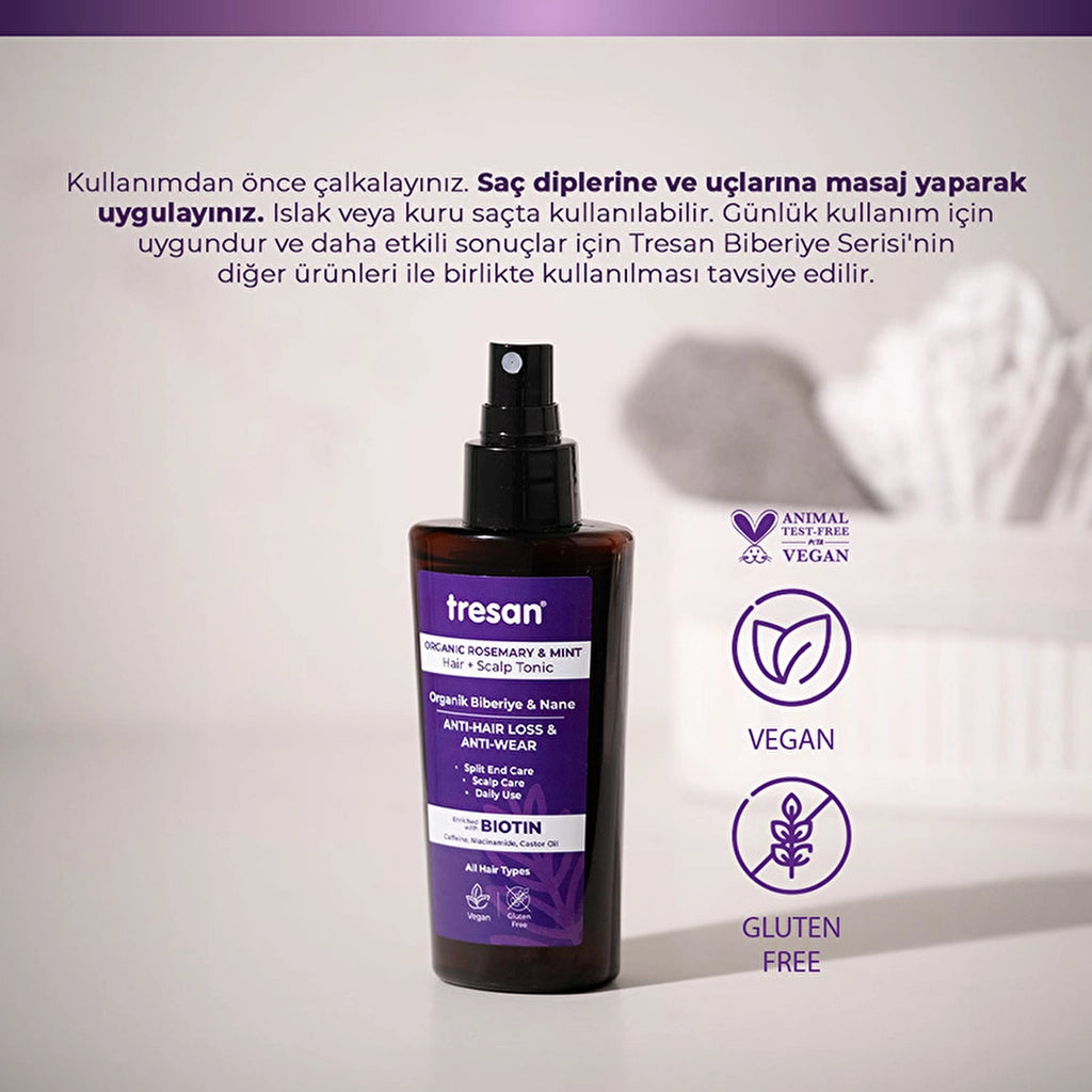 Tresan Organic Rosemary & Mint Anti-Hair Loss and Damage Hair Tonic 125 ml