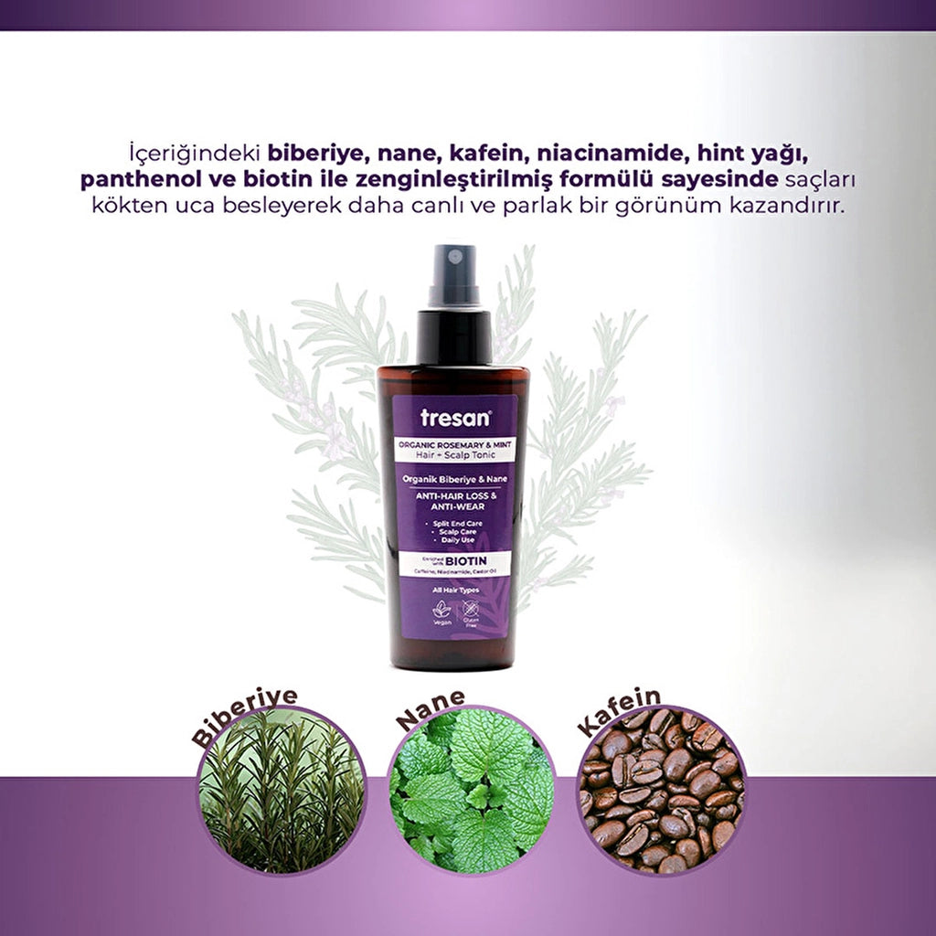Tresan Organic Rosemary & Mint Anti-Hair Loss and Damage Hair Tonic 125 ml