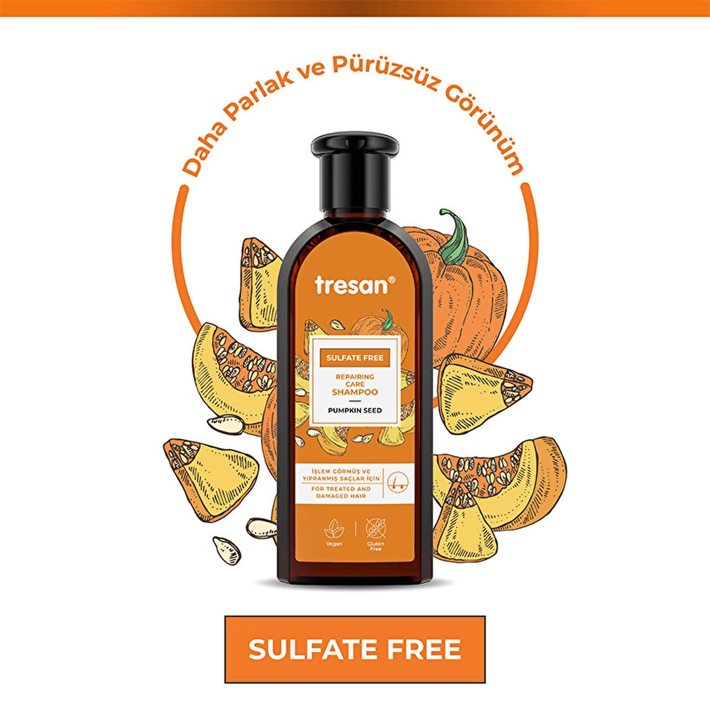 Tresan Pumpkin Seed Repairing Sulfate-Free Care Shampoo 300 ml