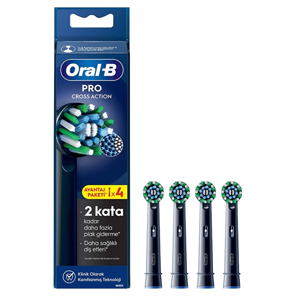Oral-B Electric Toothbrush Replacement Head Cross Action X-Filament 4 Pieces
