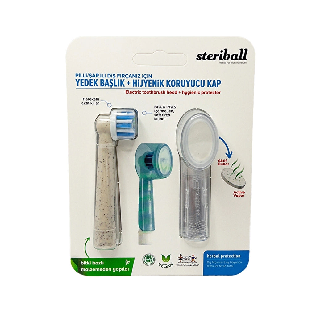 Steriball Replacement Head and Hygienic Protective Cover for Battery & Cordless Toothbrush (Assorted)