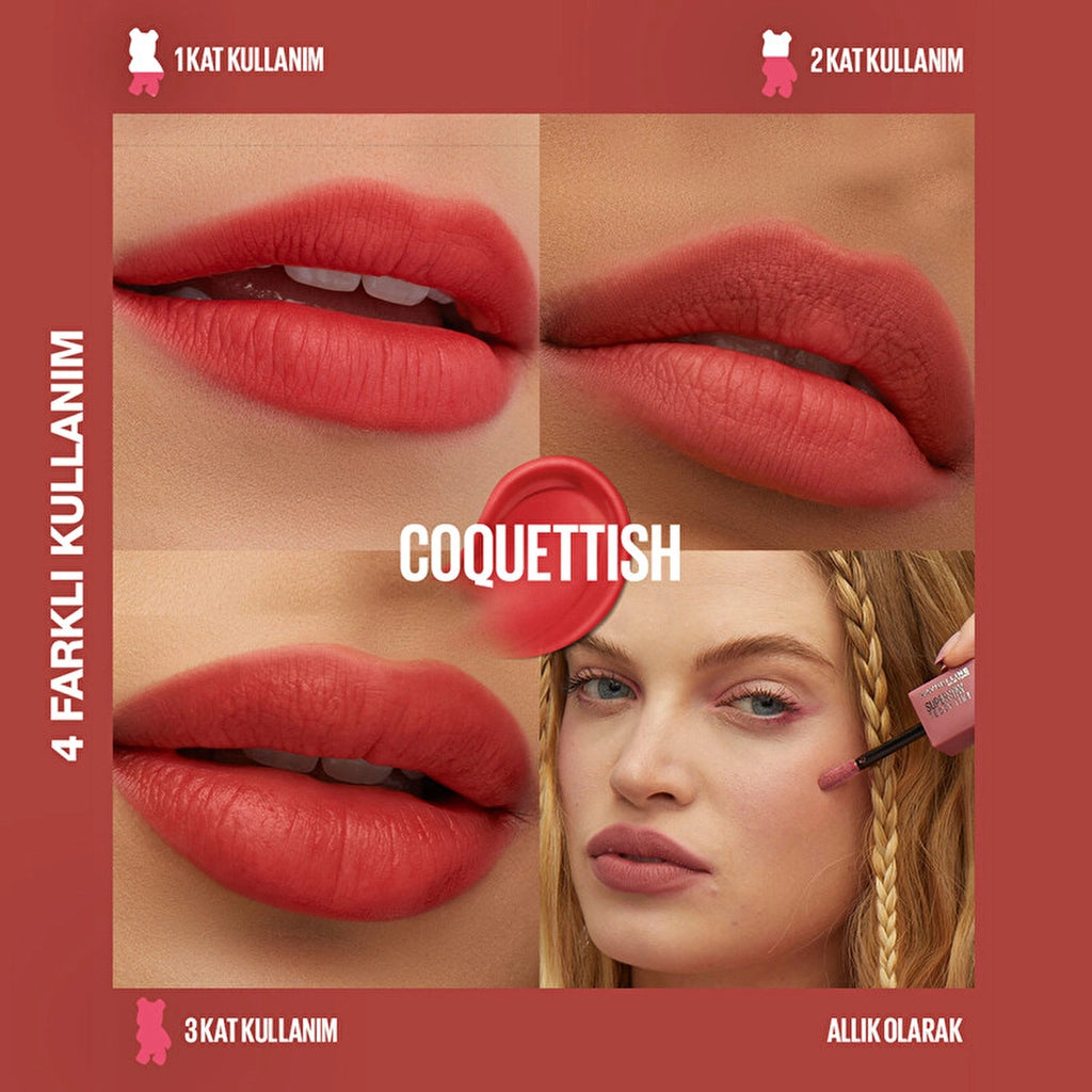 Maybelline Super Stay Teddy Tint Long Lasting Liquid Matte Tint 30 Coquettish