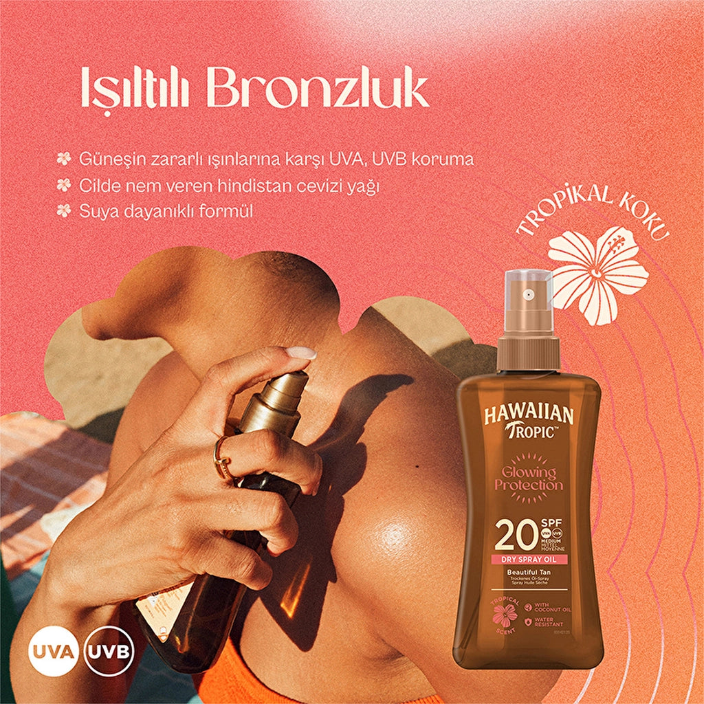 Hawaiian Tropic Glowing Protection Dry Spray Oil SPF20 Protective & Bronzing Oil 200 ml