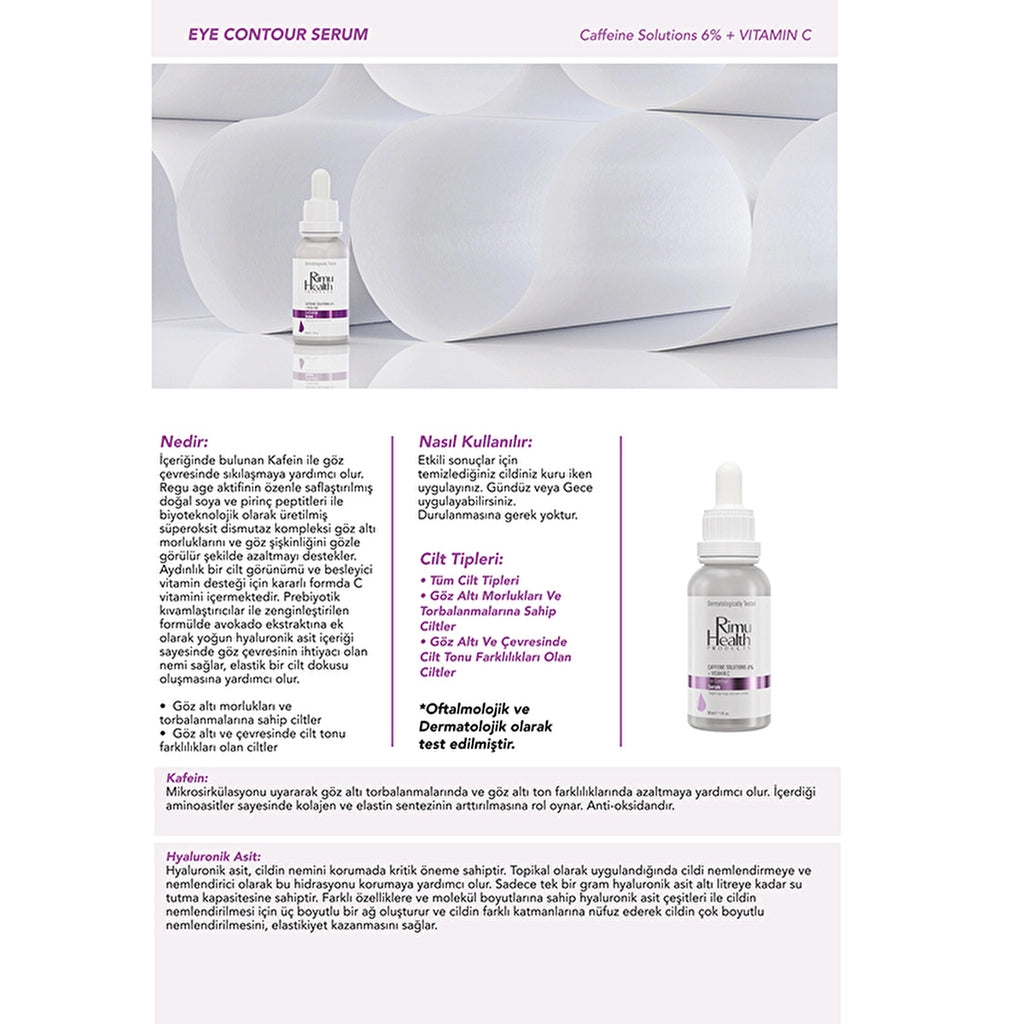 Rimu Health Under-Eye Brightening and Anti-Wrinkle Care Serum 30 ml (Caffeine 6% - Regu Age)