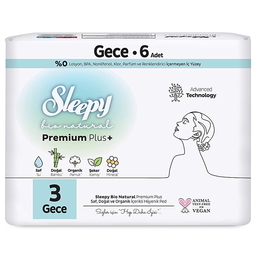 Sleepy Bio Natural 3 Night Hygienic Pads Pack of 6