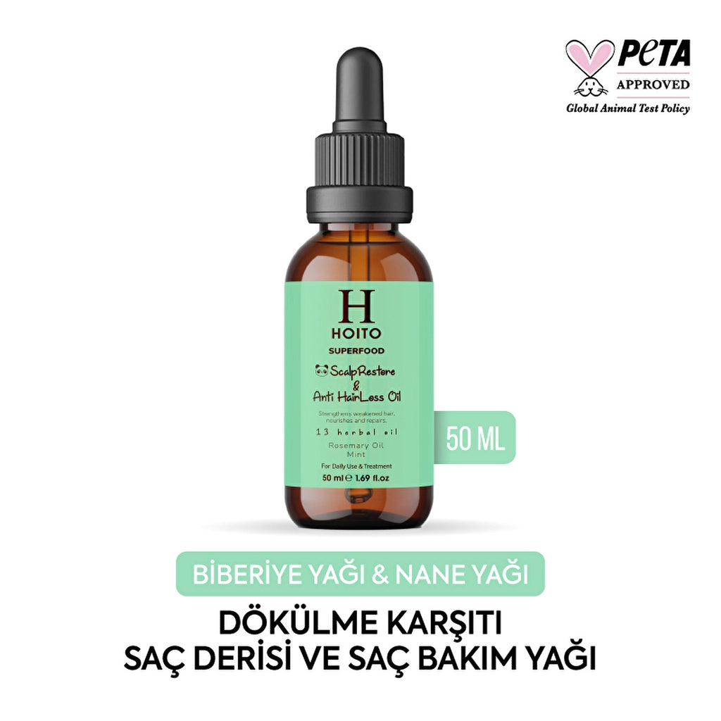 Hoito Superfood Anti-Hair Loss Hair and Scalp Care Oil with Rosemary & Mint 50 ml