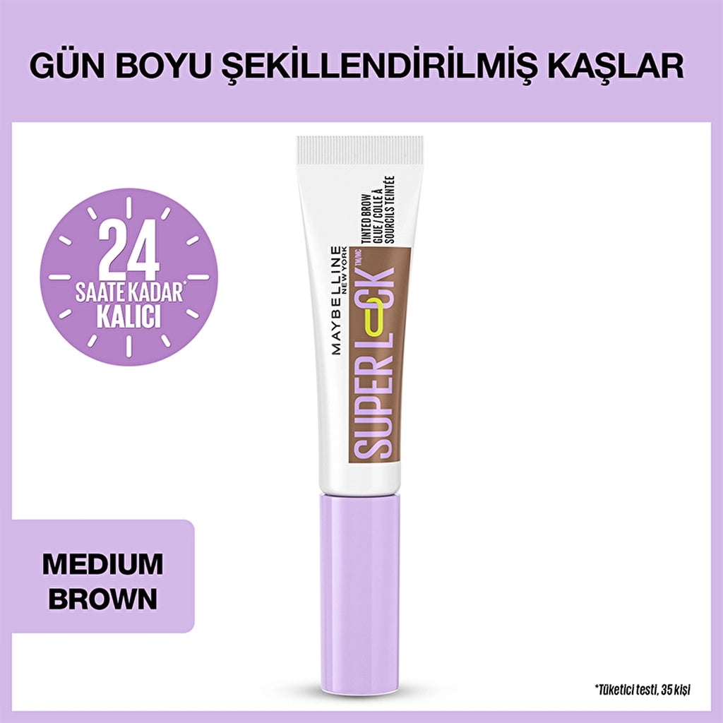 Maybelline New York Super Lock Brow Glue Eyebrow Fixing Mascara Medium Brown